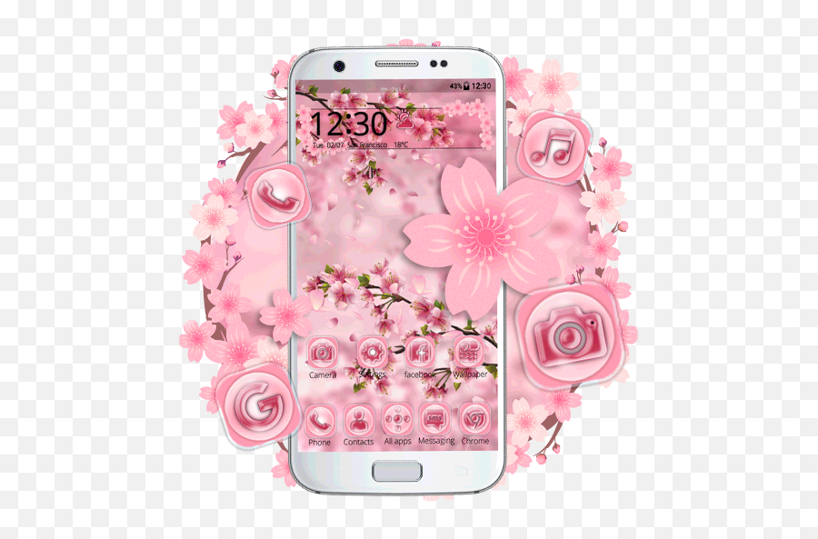 Download Lovely Pink Sakura Themes Live Wallpapers For - Smartphone Emoji,Sakura Emoji