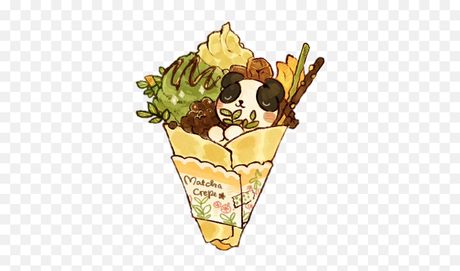 Panda Sundae Pancake Icecream Cute - Animal Crepes Emoji,Ice Cream Sundae Emoji