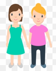 Emoji Child Hand Woman Emoticon - Two Women Holding Hands Png