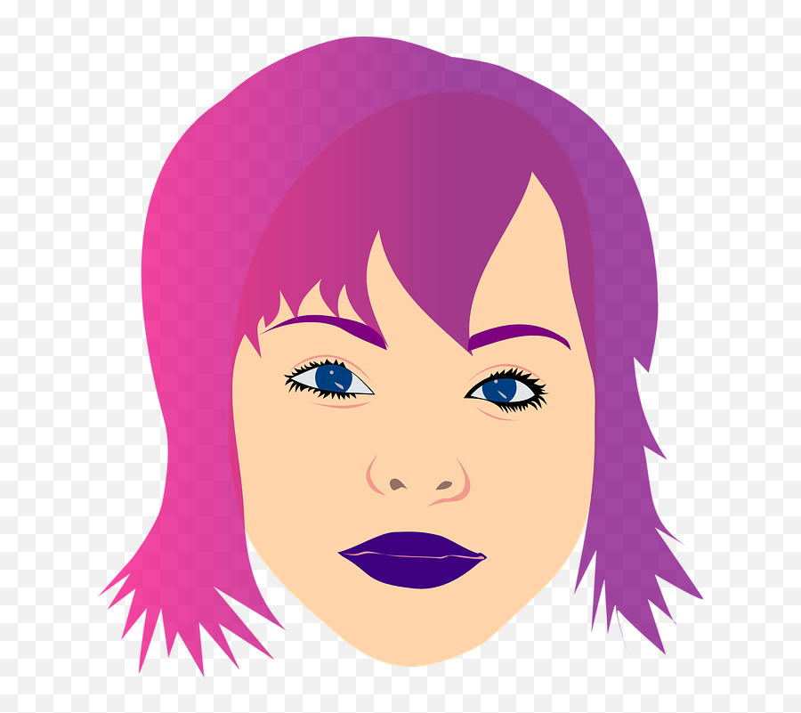Free Teenager Teen Vectors - Woman With Purple Hair Clipart Emoji,Anime Emotion Faces