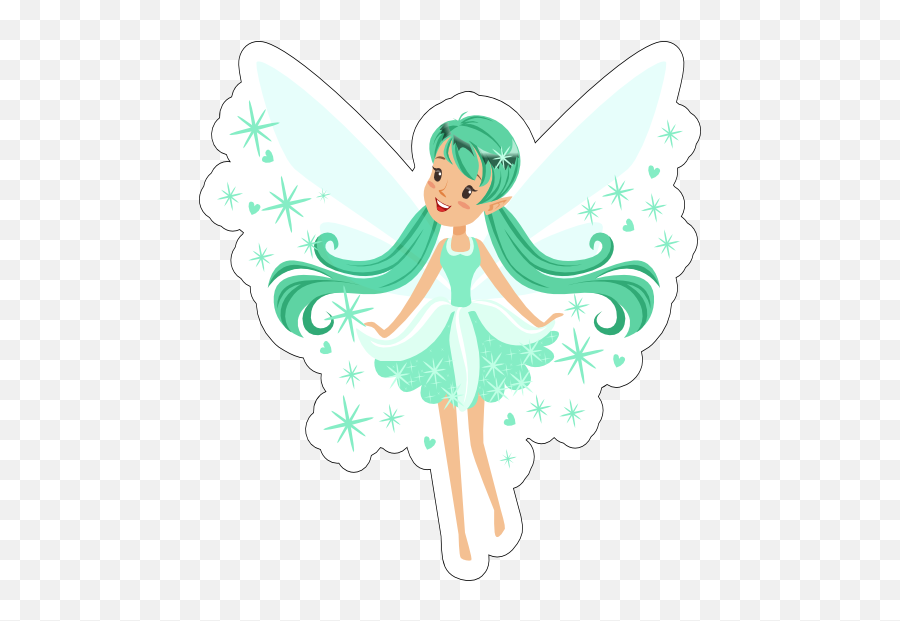 Teal Fairy With Pixie Dust Sticker - Illustration Emoji,Fairy Emoji