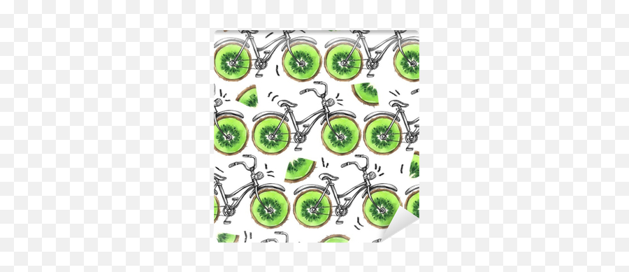 Watercolor Seamless Pattern Bicycles With Kiwi Wheels Colorful Summer Background Wall Mural U2022 Pixers - We Live To Change Hulk Emoji,Yoda Emoticon