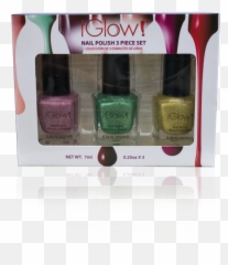 IGlow Nail Polish 3Pk Sparkle Shades - Rose Pink Fern Green Yellow Emoji