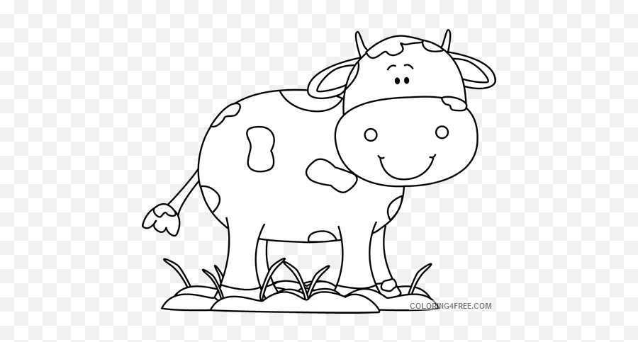 Cow Small Coloring Pages Cow In The Mud Black Printable - Cow Clipart For Kids Black And White Emoji,Cow And Man Emoji