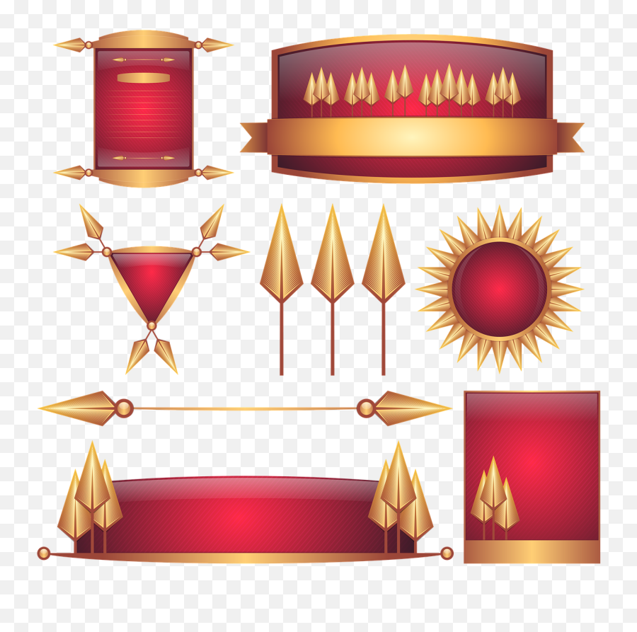 Badges Red Gold Decorative Design Emoji,W Emoticon