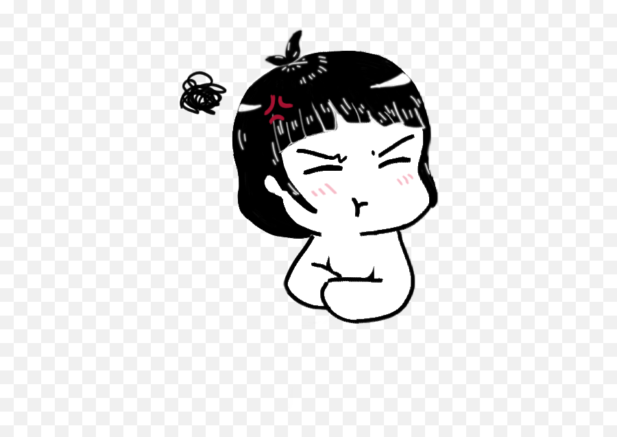 Cute Chibi Drawing Shy Face Doodle Kaw - Chibi Cute Girl Doodle Emoji,Angry Girl Emoji