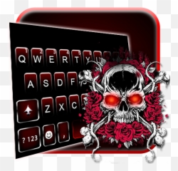 Roses Skull Tattoo Keyboard Theme - Badass Black Art Emoji