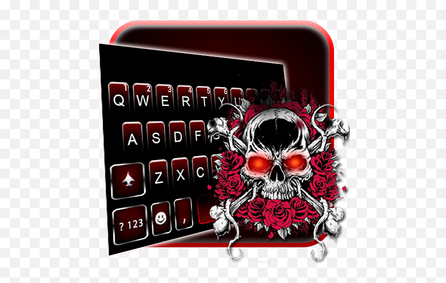 Roses Skull Tattoo Keyboard Theme - Badass Black Badass Art Emoji,Skull Emoticons