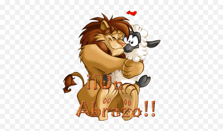 Gifs Animados De Amor - Gifs Animados Lion Hugging A Lamb Emoji,Emoticones De Amor