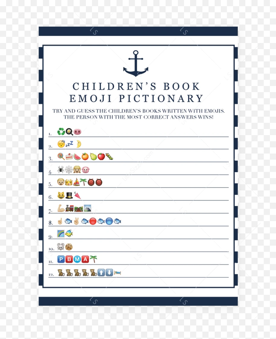 Printable Emoji Pictionary Baby Shower Games - Free Emoji Baby Shower Game,Emoji Names