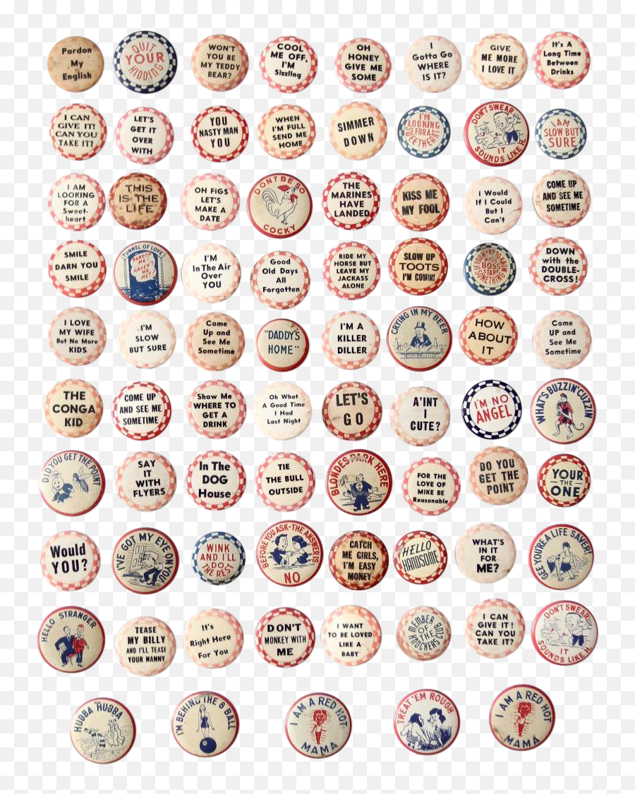 Vintage Pinback Button Collection Emoji,Anchor Emoticon