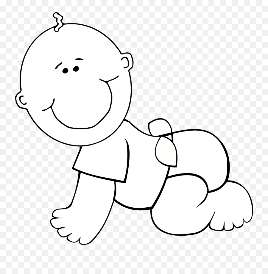 Baby Cartoon Smiling Cute Happy - Baby Coloring Black And White Emoji,Monkey Emoji