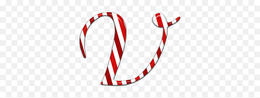 Candycane Letter V Text Candy - Illustration Emoji,Candy Cane Emoji