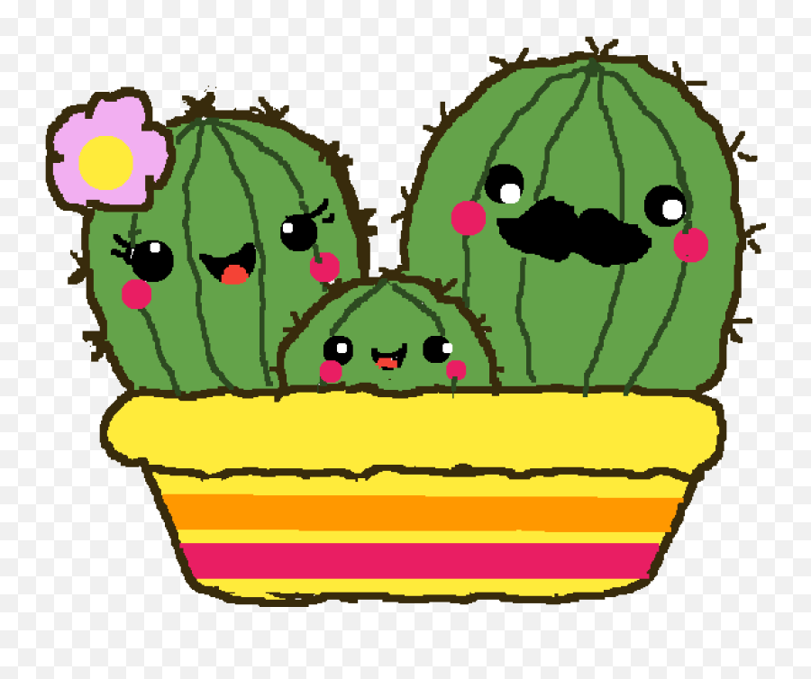 Download Slightly Derpy Cactus Family - Autumn Cactus Transparent Background Emoji,Cactus Emoji Facebook