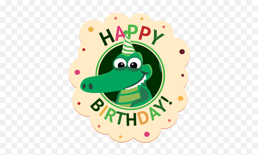 Happy Birthday Crocodile Cap Badge Sticker Illustration - Cartoon Emoji,Happy Birthday Emoji Texts