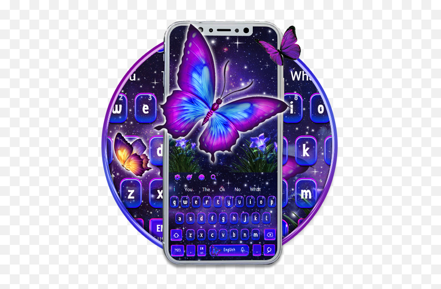 Fluorescent Galaxy Butterfly Keyboard Theme U2013 Alkalmazások A - Girly Emoji,Blue Butterfly Emoji