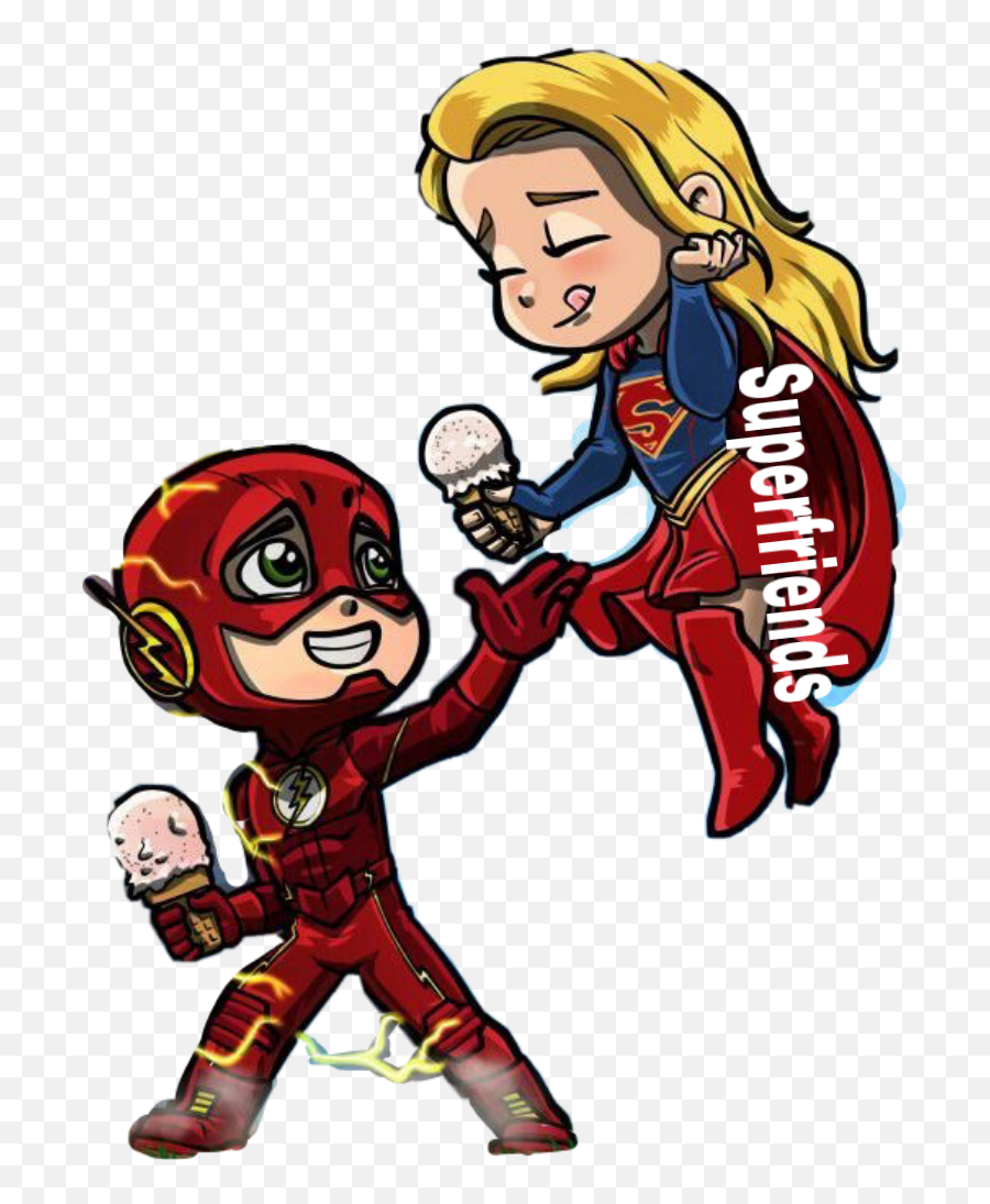 Flash Supergirl Sticker - Flash And Supergirl Cartoon Emoji,Supergirl Emoji