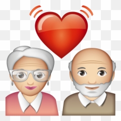 Old Woman - Heart Over Man And Woman Emoji,Old Man Emoji