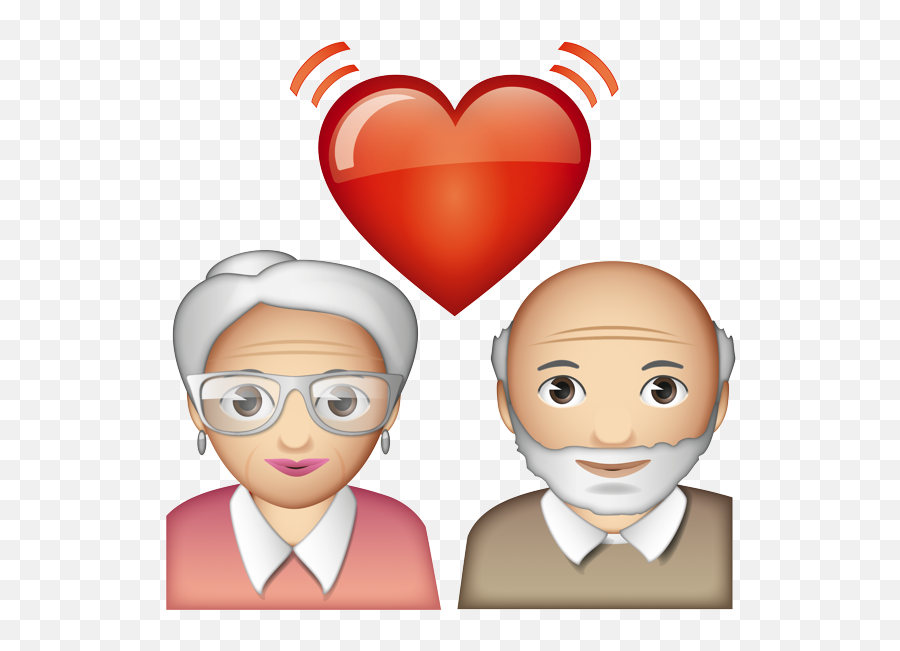 Old Woman - Heart Over Man And Woman Emoji,Old Man Emoji