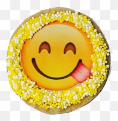 Tongue Out Emoji Sugar Cookies With Nonpareils - Smiley,Emoji Tongue Out
