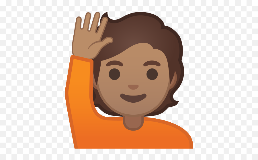 Medium Skin Tone Emoji - Emoji Levantando A Mão,Person Raising Hand Emoji