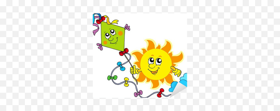 Autumn Sun With Kite Sticker Pixers - Wind Blowing Cartoon Wind Clipart Emoji,Kite Emoticon