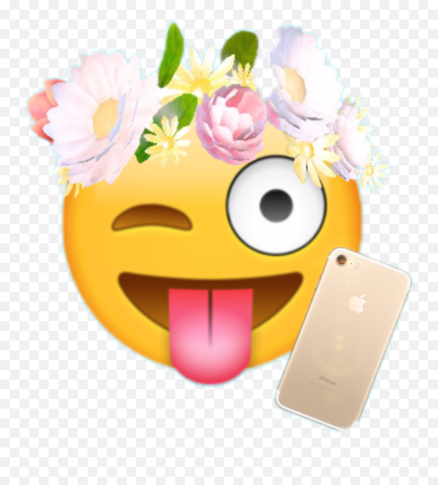 Emoji Iphone Flowercrown - Flower Crown Transparent Snapchat,Emoji Phone Stickers