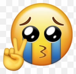Trending Llorar Stickers - Crying Peace Sign Meme Emoji