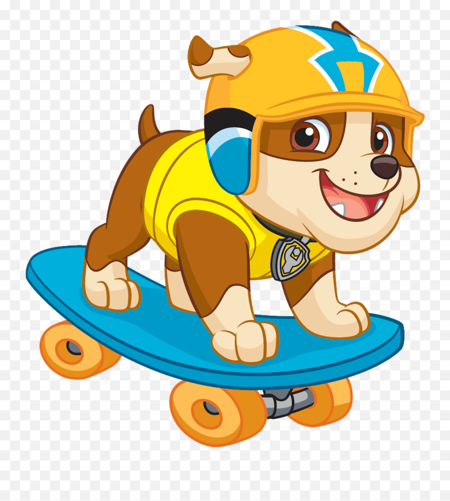 Rubble Play Skate Board Paw Patrol - Paw Patrol Rubble Skateboard Emoji,Skateboarding Emoji