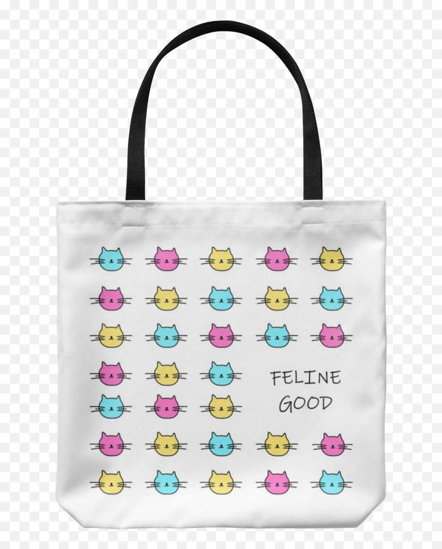 Feline Good Cat Pattern Tote Bag - Tote Bag Emoji,Owl Emoticon