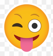 Phone Emoji Sticker Winking With Tongue Out - Shy Smiley Face