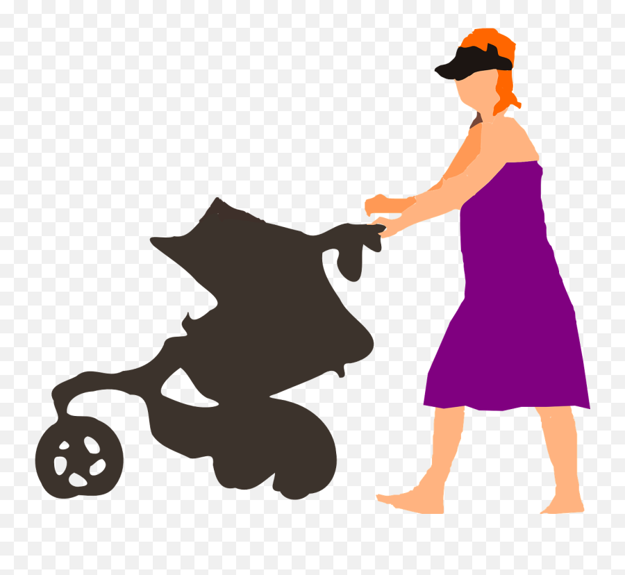 Lady Stroller Baby Woman Mom - Mother Baby Pram Walking Clipart Emoji,Baby Stroller Emoji