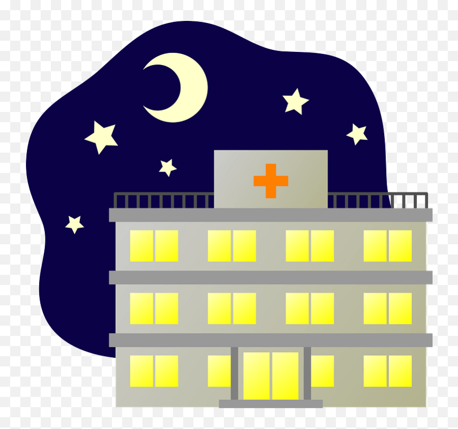 Hospital Building At Night Time Clipart - 100 Page Likes Thank You Emoji,Hospital Emoji