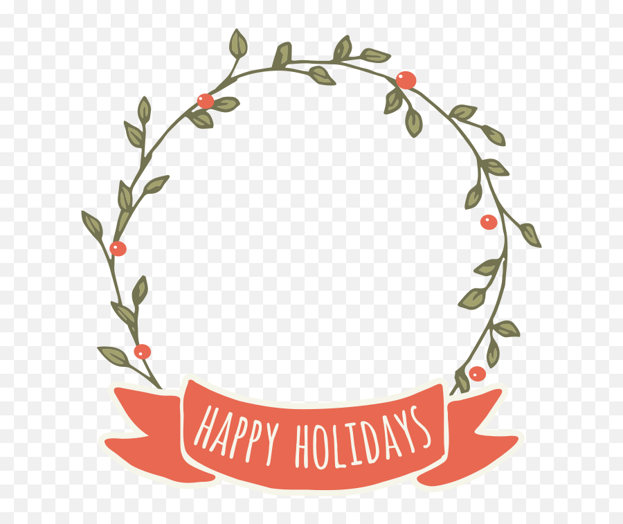 Happy Holidays Floral Wreath Free Svg - Happy Holidays Wreath Png Emoji,Happy Holidays Emoji