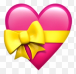 Yellow Bow Png - Heart With Ribbon Emoji,Heart Emoji Png
