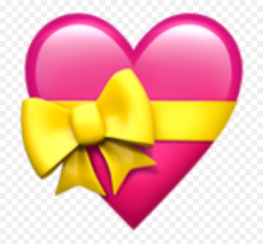 Yellow Bow Png - Heart With Ribbon Emoji,Heart Emoji Png