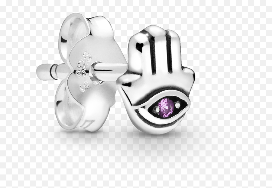 My Hamsa Hand Single Stud Earring - Smiley Emoji,Metal Hand Emoticon