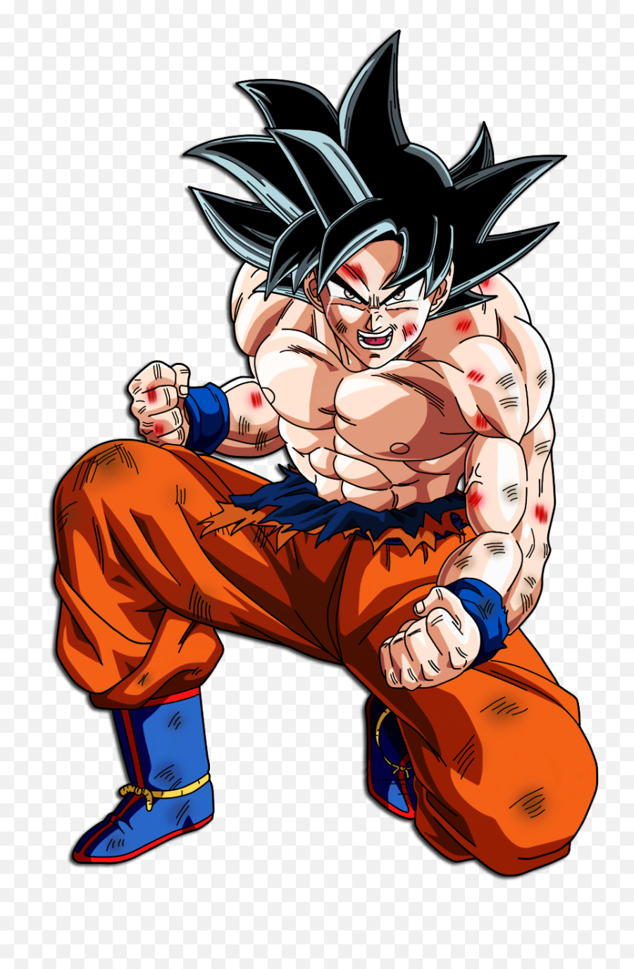 Goku Ui Ultrainstinct Bruised Injured Strong Nevergiveu - Goku Ultra Instinct Png Emoji,Injured Emoji