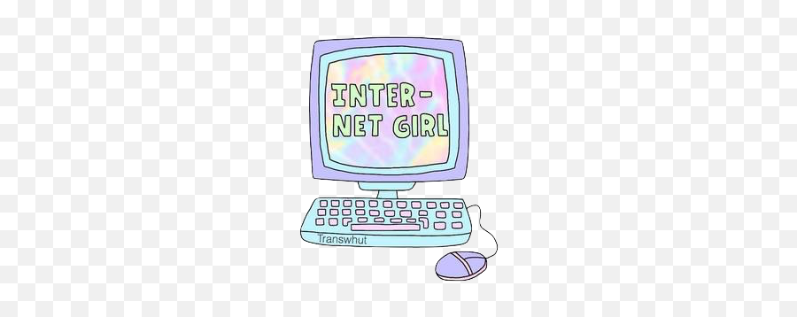 Internet Girl Text Computer Screen Cute Rainbow Tumblrf - Cartoon Emoji,Screen Emoji