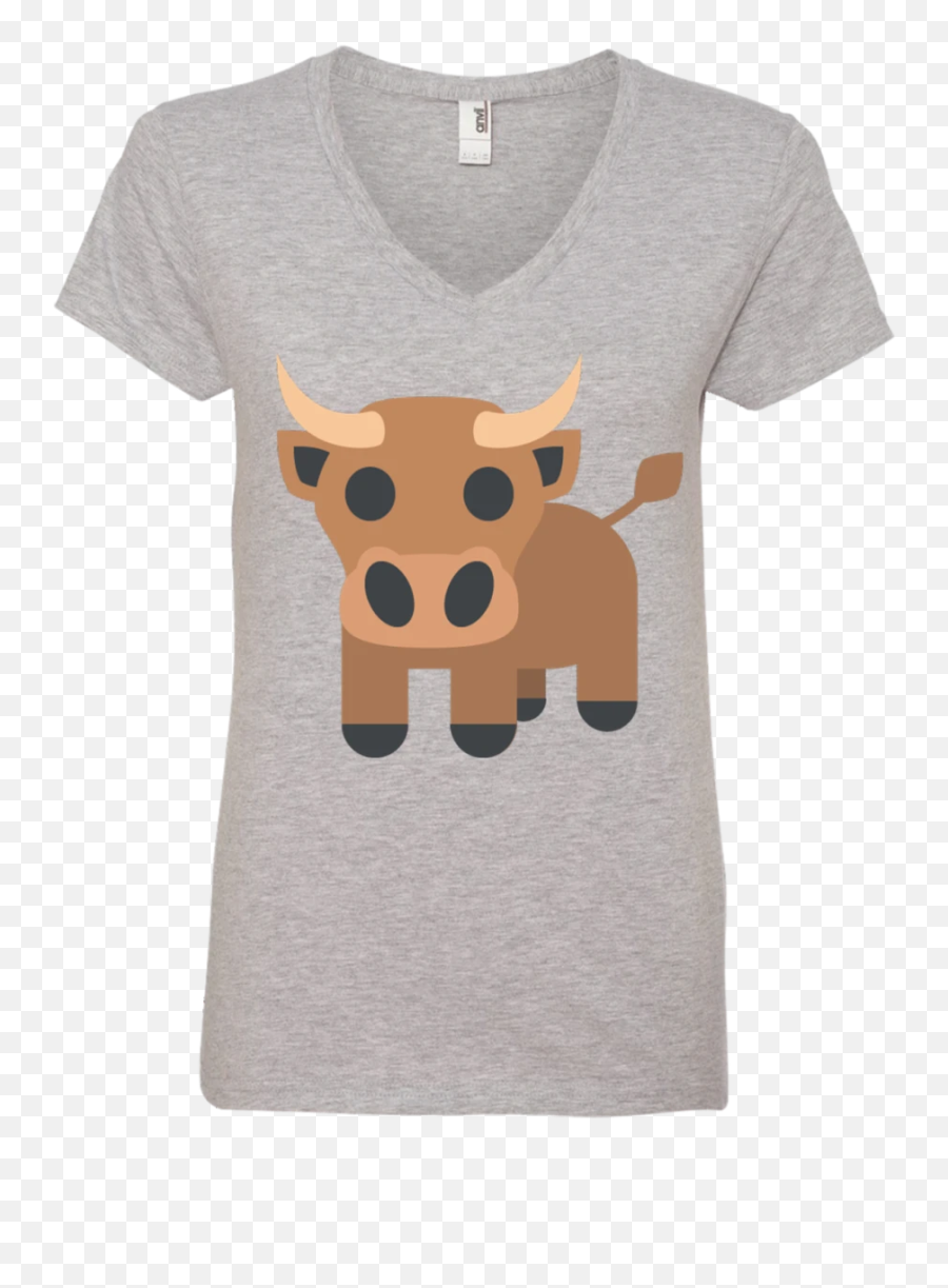 Bull Emoji Ladies V,Longhorn Emoji