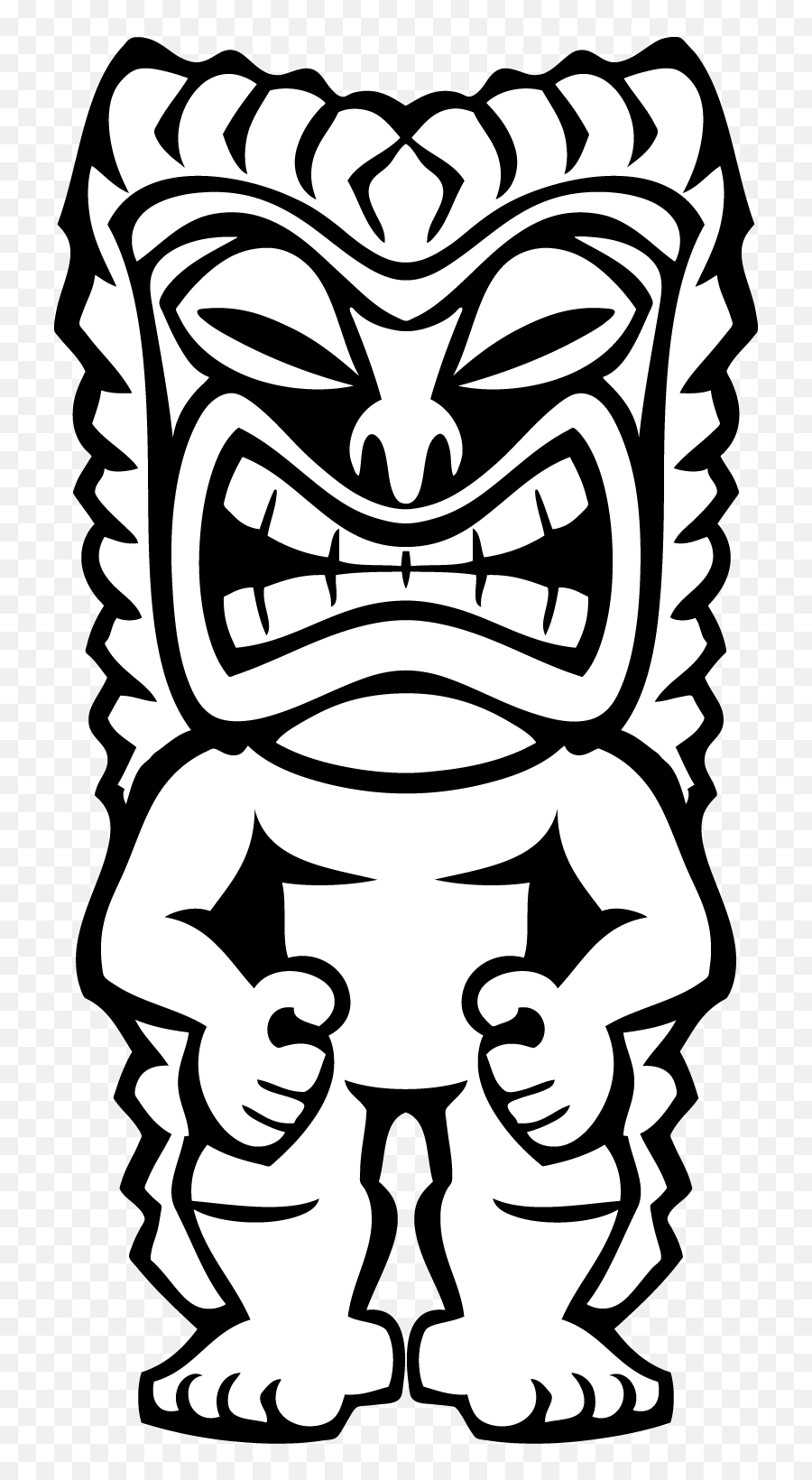 Moai Drawing Emoji Transparent Png - Tiki Black And White,Tiki Head Emoji