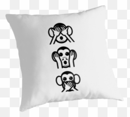 3 Wise Monkeys Emoji Throw Pillow - Cushion