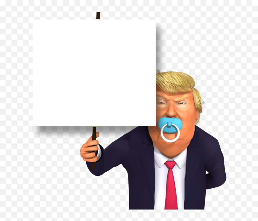 Holding An Empty Placeholder Toddler Trump 3d Caricature - Trump Pacifier Emoji,Bro Fist Emoji