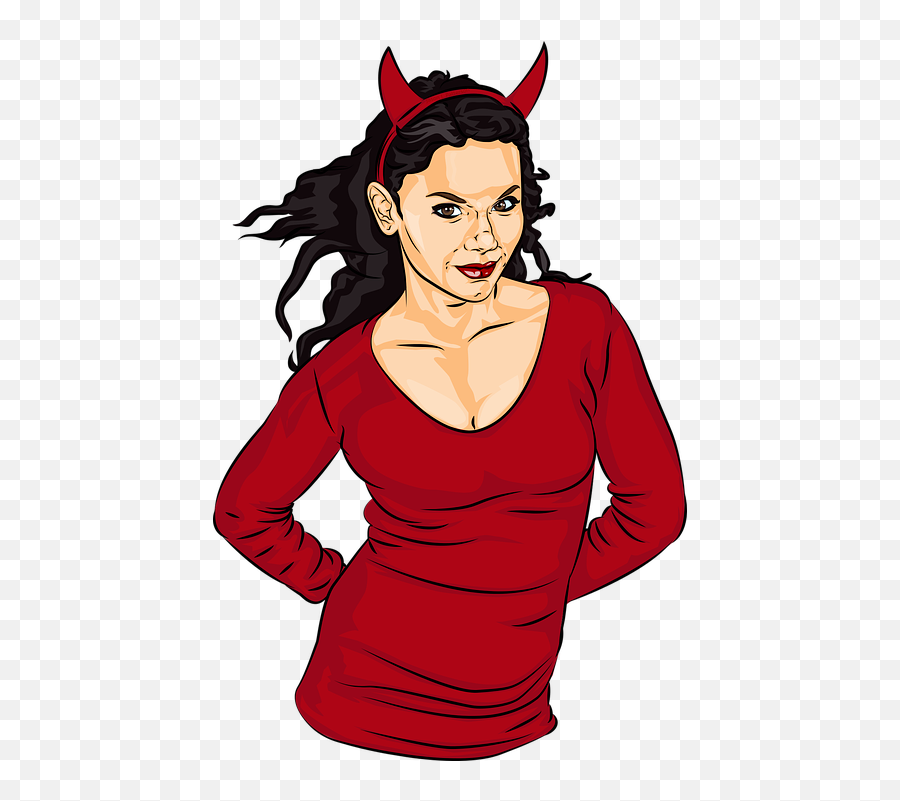 Free Devil Demon Vectors - Devil Girl Woman Emoji,Devil Horns Emoji