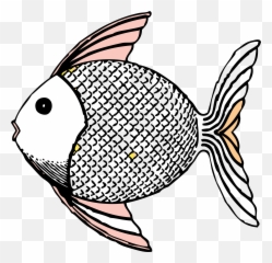 Tropical Fish Black White Line Art - Clip Emoji