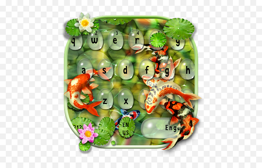 Cute Lively Koi Fish Keyboard Theme - Cartoon Emoji,Skull Fish Fish Emoji