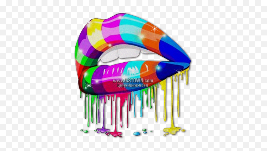 Painted Colorful Lips Printable Glitter Heat Transfer - Cstown Gold Dripping Lips Png Emoji,Flag Horse Dancer Music Emoji
