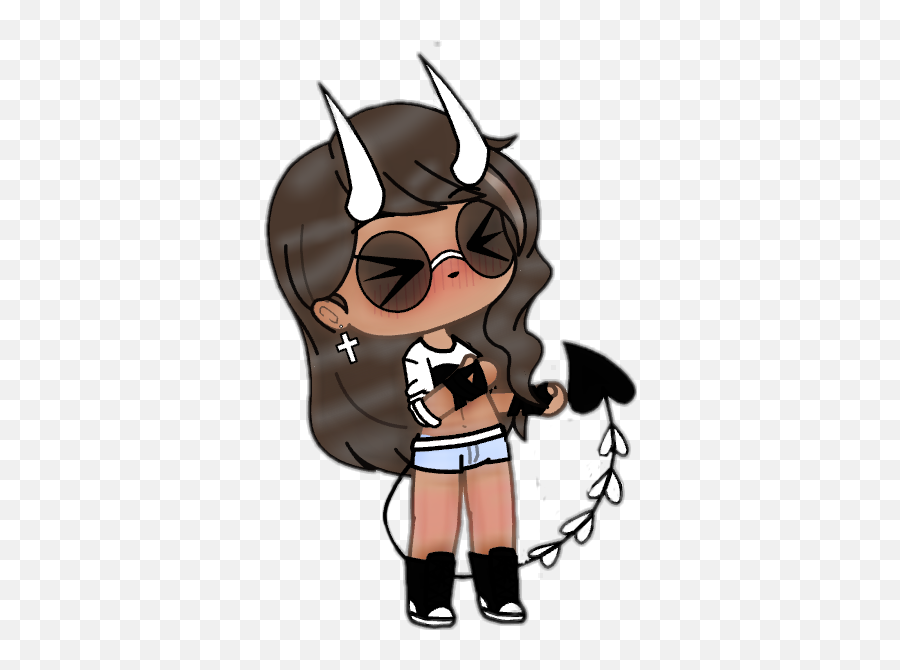Gachalife Girl Kiss Blushing Devil - Gacha Life Bad Girl Outfits Emoji,Blushing Girl Emoji