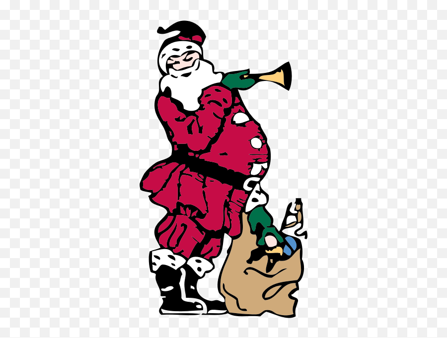 Santa And His Toy Bag Vector - Santa Claus Emoji,Dancing Santa Emoticon