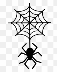Spider Hanging Sticker - Web Clipart Black And White Emoji